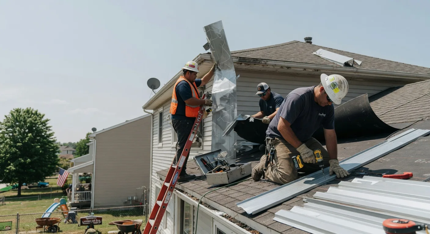 Storm Damage Metal Roof Repair in South English, IA
